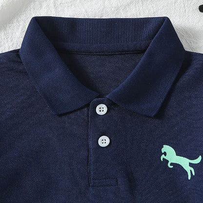 1/2/3 piece set of children's striped multi-color POLO short sleeved boy handsome casual lapel button top versatile sports T-shi