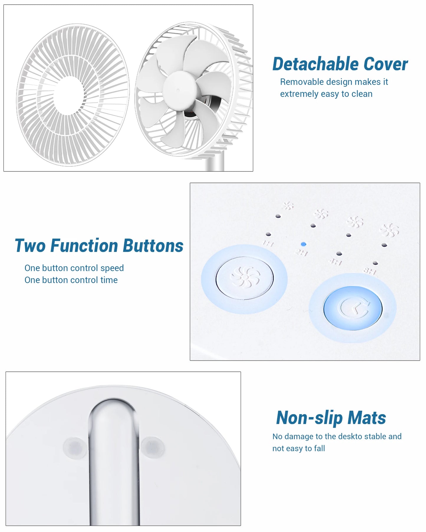 2026 New USB Foldable Fan with 4 Speeds ＆ Timing,Battery Operated Mini Fan for Bedroom, Indoor or Outdoor,Table Fan