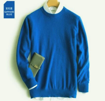 Cashmere Pullover Sweater - Men's V Neck Warm Cotton Blend Knitwear For Autumn Winter