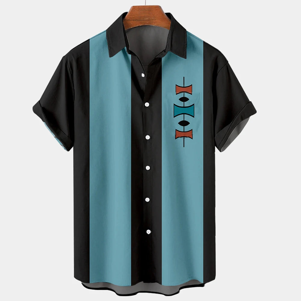 New Hawaiian Shirts for Men Casual Button Down Short Sleeve Unisex Striped 3D Print Summer Beach European Size S to 5XL