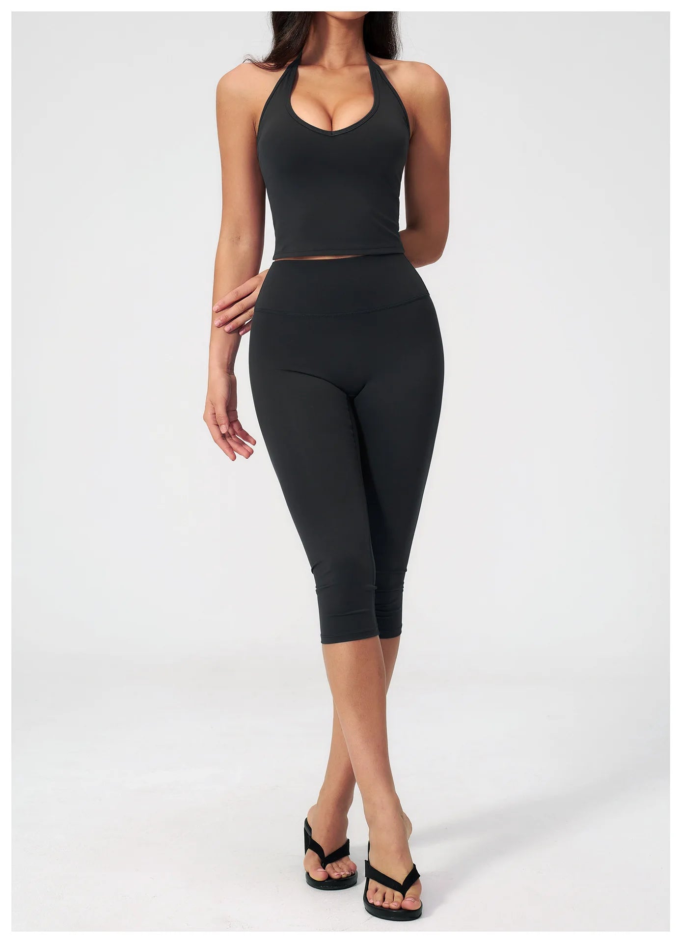 Women 2 Piece Yoga Set High Waist Capri Leggings Sports Bra Crop Top Workout Gym Athletic Outfits Female Fitness Activewear Suit