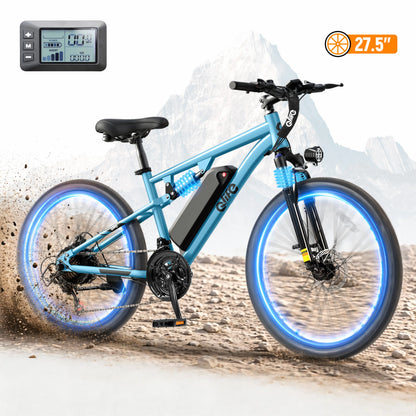 Qlife Racer Ultra Electric Bike for Adults, Peak 1200W 48V 10.4Ah,  27.5" Tire Electric Mountain Bike, 28MPH 55 Miles Off-road Electric Bicycle, 21-Speed E-Bicycle with Full Suspension