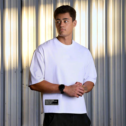 Oversized Boxy Fit Dropped Shoulders Running T-shirts Mens Cotton Heavyweight Half Sleeve Sports T Shirts Casual Gym Clothing