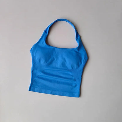 2PCs Peach High Waist Belly Hip Lifting Sports Bras Shorts Suit Gathering Shock-proof Neck Halter Yoga Suit Running Fitness Set