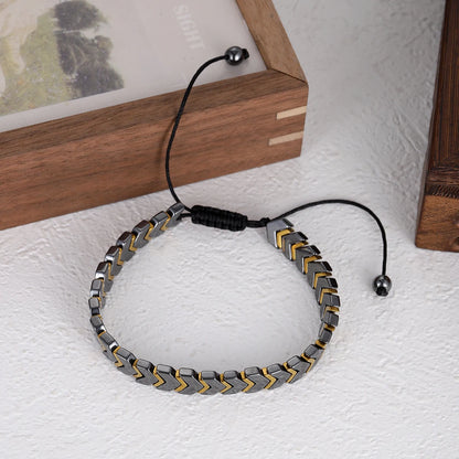 New Hematite Stone Arrow Adjustable Bracelet Men Jewelry Weight Loss Magnetic Therapy Beaded Health Care Bracelets Pulsera Gift