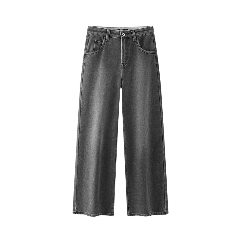 Semir Jeans Women Wide Leg Fleece Lined Comfortable High Waist Winter 2025 New Floor-Length Pants with Leg-Elongating Effect