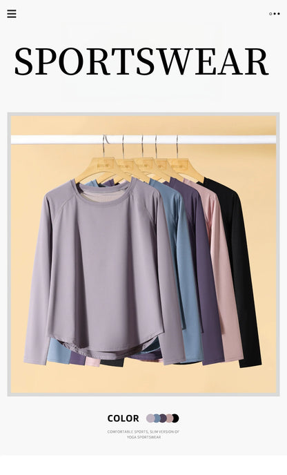 DRUR Yoga Top Women Long Sleeve Quick Dry Loose Sports Shirt Female Workout T-Shirt Running Tee Gym Clothes Sportswear 2025 New