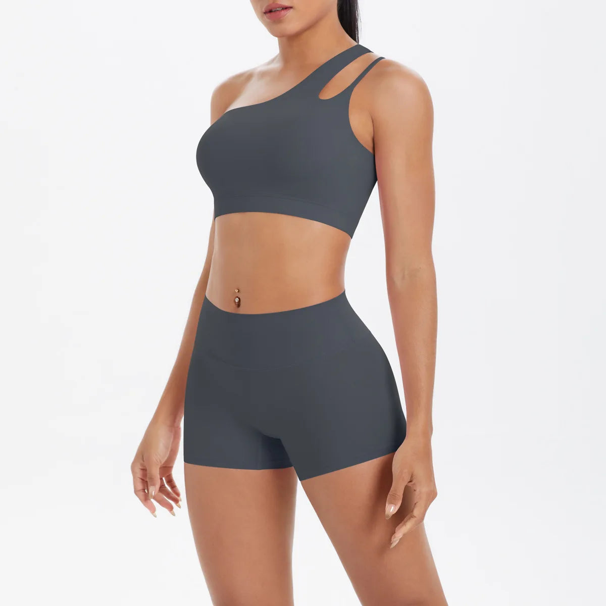 JUREN Yoga Clothes Set 2 Piece Gym Sports Shorts Set Women Tracksuit High Waist Shorts Fitness Suit Running Bra Workout Outfits