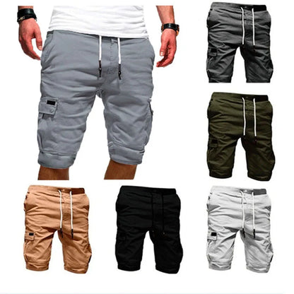 Men's Cargo Shorts – Green Summer Bermuda With Flap Pockets & Drawstring Waist