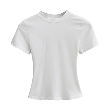 Women's Slim T-Shirt – Casual Solid Y2K Short-Sleeve Top