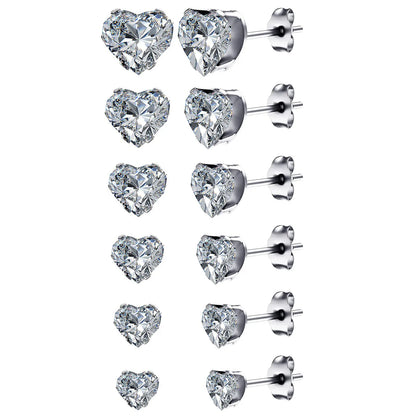 1 Pair 3mm-8mm Medical Stainless steel Crystal Zircon Ear Studs Earrings For Women/Men 4 Prong Tragus Cartilage Piercing Jewelry