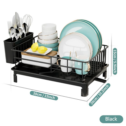 Kitchen Organizer Rack - Multi Functional Dish Drying Rack & Utensil Drainer | Stackable Metal Storage