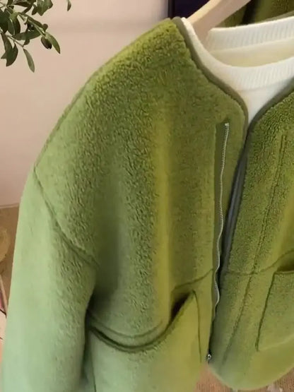 Autumn New  Women's and Chic Fleece Lamb Wool Women High-end and Street Minimalist Casual Jackets