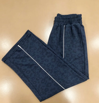 Women High Elastic Leopard Print Yoga Pants Loose Wide Leg Fitness Workout Pants Butt Lifting Slim Casual Sports Trousers