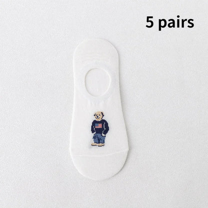 5 Pairs of Fashionable Cartoon Anime Pattern Men's Socks For Summer Lightweight Breathable Outdoor Casual Men's Short Socks