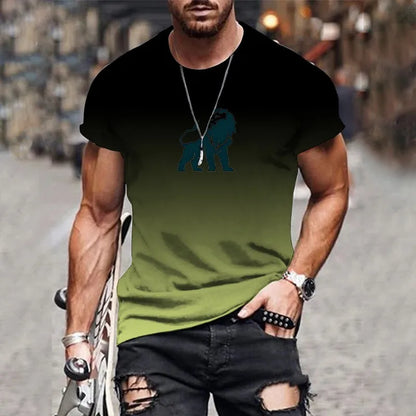 Men's 3D Printed T-Shirt - Summer Streetwear Gradient Printed Tee | Plus Size Pullover