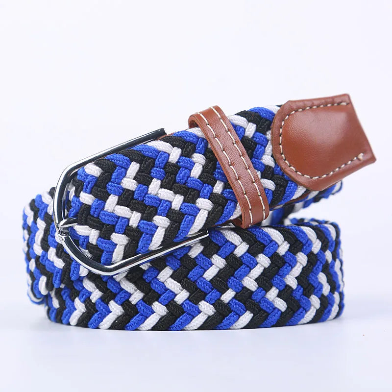 Unisex Stretch Jeans Belt - Casual Knitted Woven Canvas Pin Buckle