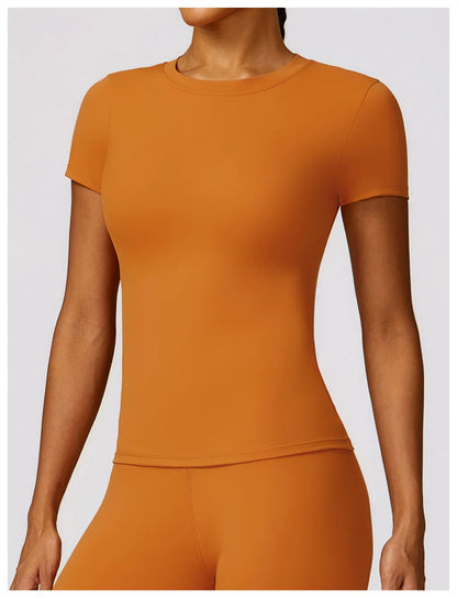 Women Yoga Top - Seamless Sport Shirt | Breathable Short Sleeve Gym Tee