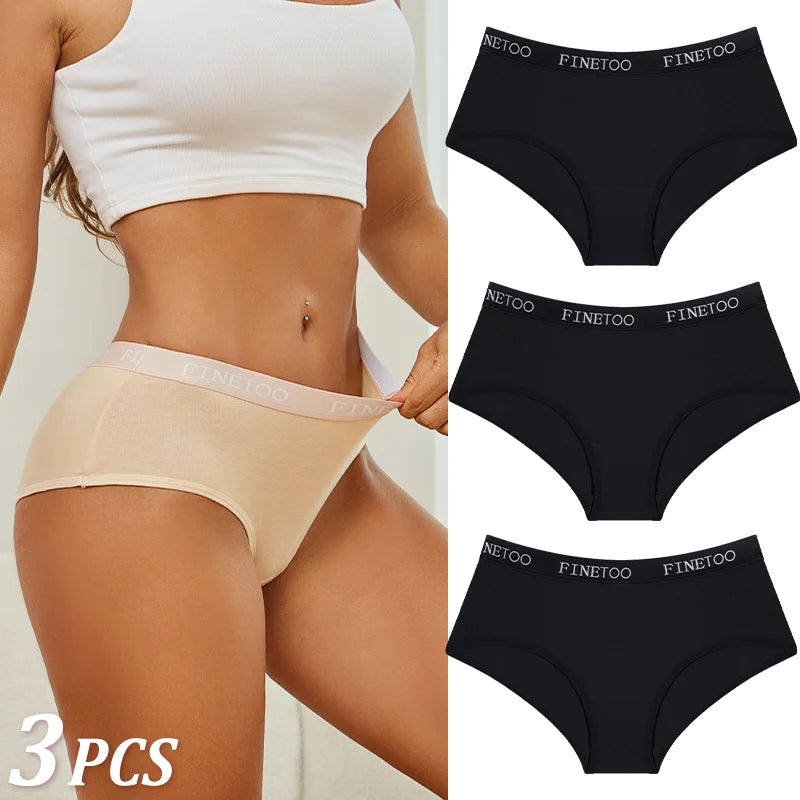 Women Cotton Briefs - Soft Breathable Low-Rise Panties 3Pcs Cotton Underwear Set