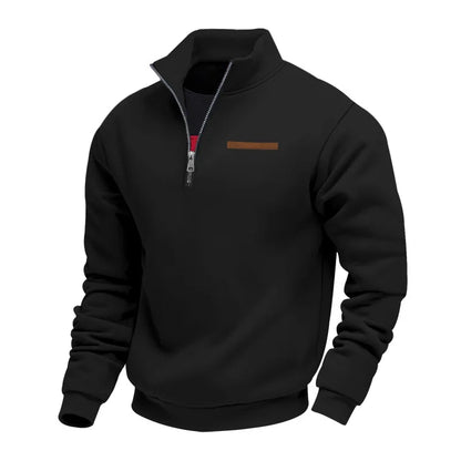 American autumn and winter heavy fleece long-sleeved men's sweater half zipper loose stand-up collar pullover men's sweater
