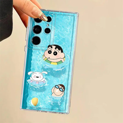 Case for Samsung Galaxy S25 Edge S24 S22 FE S21 S23 Ultra S20 Plus S26 Note 20 Ultra 10 Phone Cover Cute Crayons Shinchan