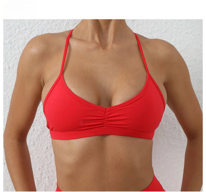 Yoga Sports Bra - Lightweight Nylon Spandex Multi Wear Crop Top with Removable Straps
