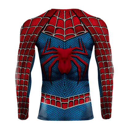Mens Long Sleeve Spider-Man Compression Shirt - Superhero Cosplay Fitness Top - ZOOMNSTORE