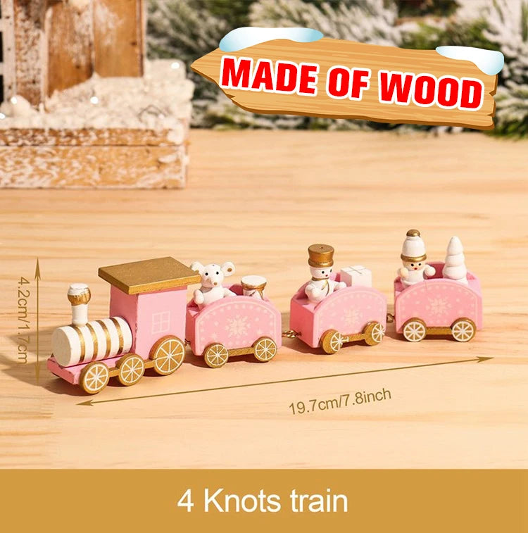 Christmas Train Decoration - Wooden & Plastic Holiday Train Ornament for Xmas Gifts