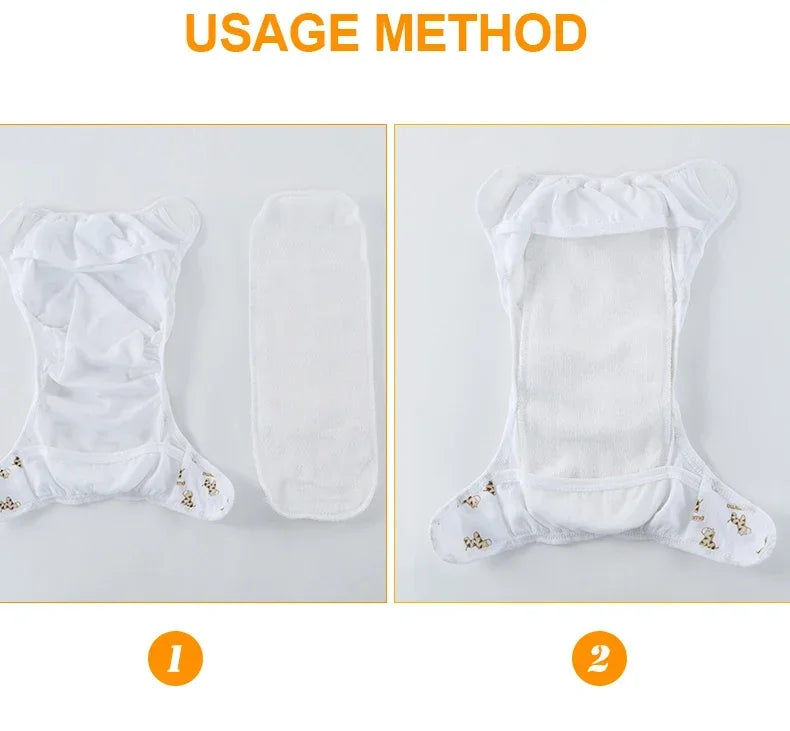 2/5pcs/10pcs Baby Reusable Diapers Washable Ecological Nappies Inserts Cotton Cloth Diapers for Children Breathable Absorbent