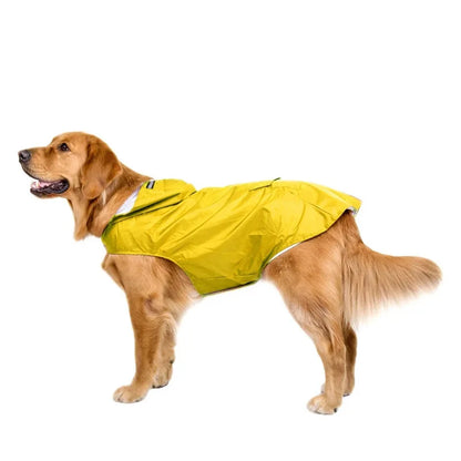 Dog Raincoat Waterproof Hoodie Jacket Rain Poncho Pet Rainwear Clothes with Reflective Stripe for All Sizes Big Puppies