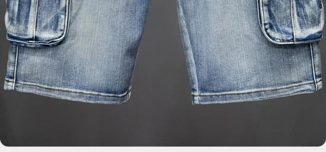 Denim Shorts Men – Casual Summer Knee Length Jean Shorts with Multiple Pockets