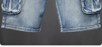 Denim Shorts Men – Casual Summer Knee Length Jean Shorts with Multiple Pockets