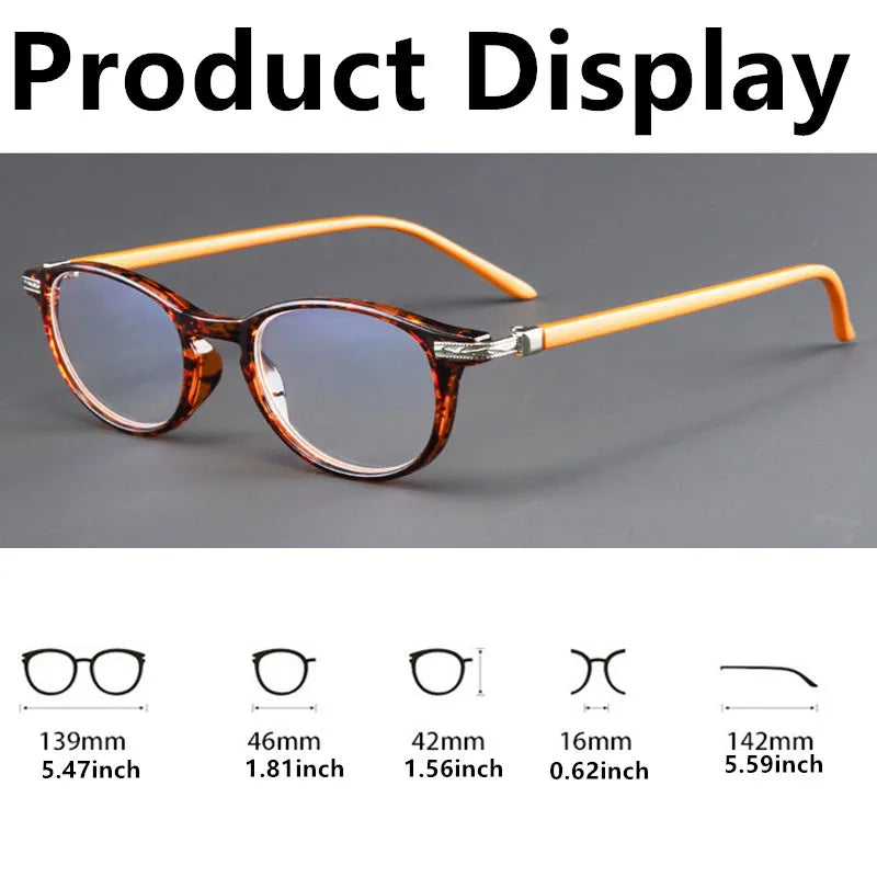 Reading Glasses Unisex – Small Round Frame Anti Blue Light Eyewear With Plastic Titanium Frame