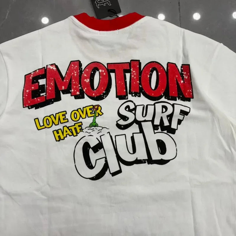 New MIXED-EMOTION Rhinestone cartoon printed pattern 100% cotton Men Women T-shirt Loose casual Shinning Diamond Tees Oversized Top