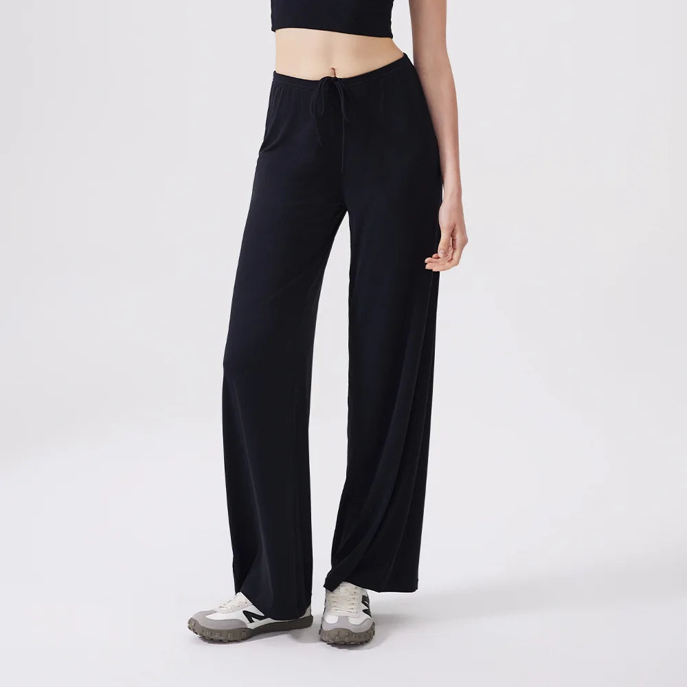 Women's Buttery Soft Wide Leg Yoga Pants - Elastic Waist, Cooling Breathable, Natural Drape Straight Leg Workout Pants