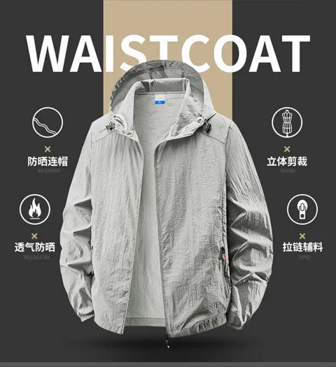 Jacket Mens Spring autumn New men sun protection coat jacket Solid color hooded Jackets casual coat Men's business coats 2318