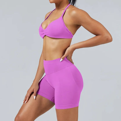 Impact Sports Bra - High Support Strappy Halter Bra With Removable Pads