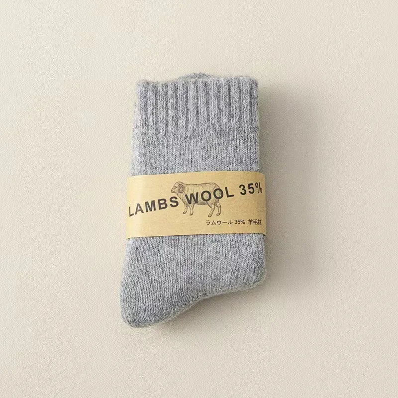 Winter 30% Wool Cashmere Warm Furry Kids Sock Chic Solid Color Calf Sock for Children Thicken Fleece Wool Autumn Warm Stockings