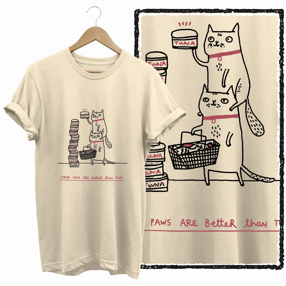 COOLMIND BEIGE cat print exclusive graphic 100% cotton women T shirt big size loose cotton cat lover women tshirt LOVELY cat tee