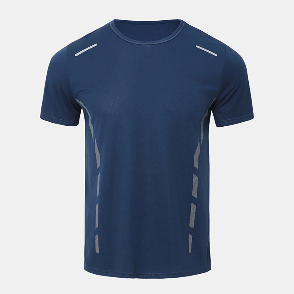 Men's Quick-Dry Sports Shirt – Multicolor Summer Running Badminton Tee with Reflective Strip