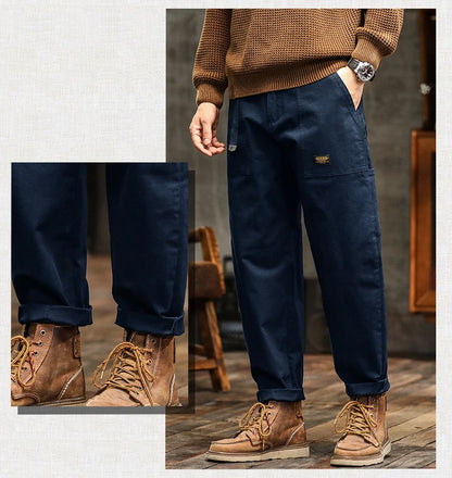 HIQOR Men's Loose Profile Pants American Vintage Trousers For Men High Waist Army Green Men's Casual Pants Cargo Trousers Male