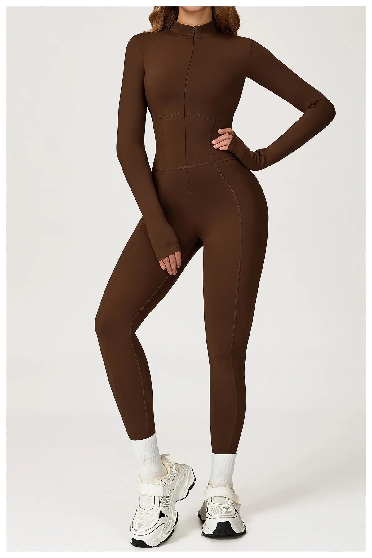 Velvet Yoga Jumpsuit – Women's Fitness Set | Long-Sleeved Push-Up Activewear