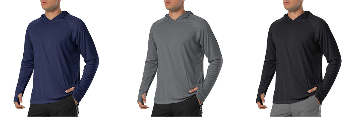 TACVASEN Sun Protection T-Shirts Mens Long Sleeve Hoodie Casual UV-Proof T-Shirts Breathable Lightweight Quick Dry T-Shirts Male