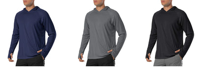TACVASEN Sun Protection T-Shirts Mens Long Sleeve Hoodie Casual UV-Proof T-Shirts Breathable Lightweight Quick Dry T-Shirts Male