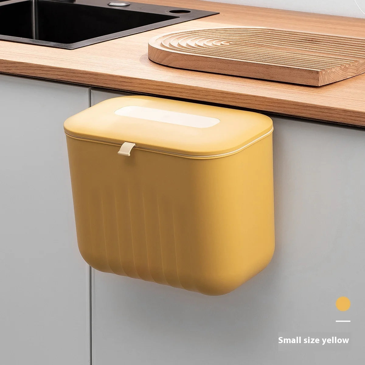 Wall-Mounted Trash Bin with Silicone Handle - Two-Way Opening Lid PP Storage Tube