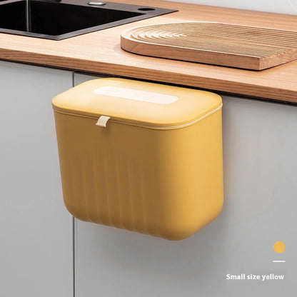 Wall-Mounted Trash Bin with Silicone Handle - Two-Way Opening Lid PP Storage Tube