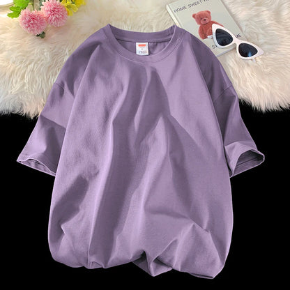 Oversized Summer Short Sleeve Men's T Shirt New Fashion Solid Loose O-Neck T Shirts Mens Cotton Hip Hop Streetwear Top Tees 5XL