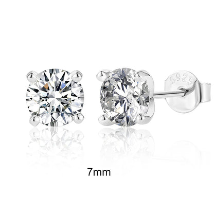 Moissanite Stud Earrings - 0.5 Carat D Color 925 Sterling Silver Sparkling Ear Studs
