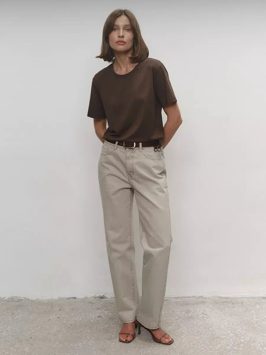 Cotton Summer Womens T-Shirt - Short Sleeve Loose Basic Top