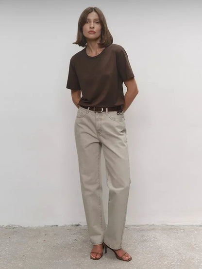 Cotton Summer Womens T-Shirt - Short Sleeve Loose Basic Top